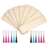 36 Pack Wood Blank Bookmarks, Wood Hanging Tags Rectangle Shape Blank Bookmark with Holes and 6 Colors Tassels for DIY Classroom Projects and Party Decor Gifts Tags