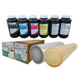 CALCA 24in UVDTF Film Rolls Printing Starter Supply Pack (1L CMYK, 1L W Ink,1L V Ink, 11.8in Film A 1 Roll, 12in Film B 1 Roll)