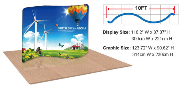 10ft S Shape Fabric Display Wall details 