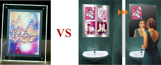 Multi-pictures Acrylic Magic Mirror Light Box comparison