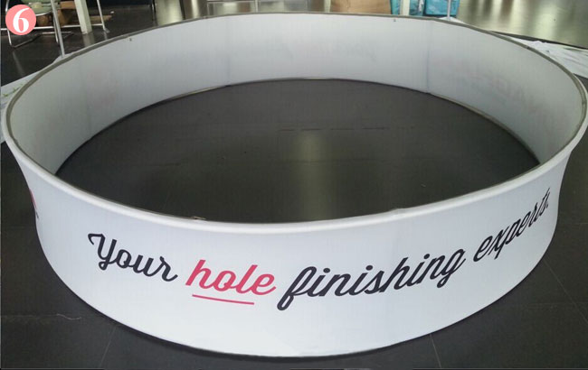 10ft Circle Fabric Tension Display Hanging Sign usage