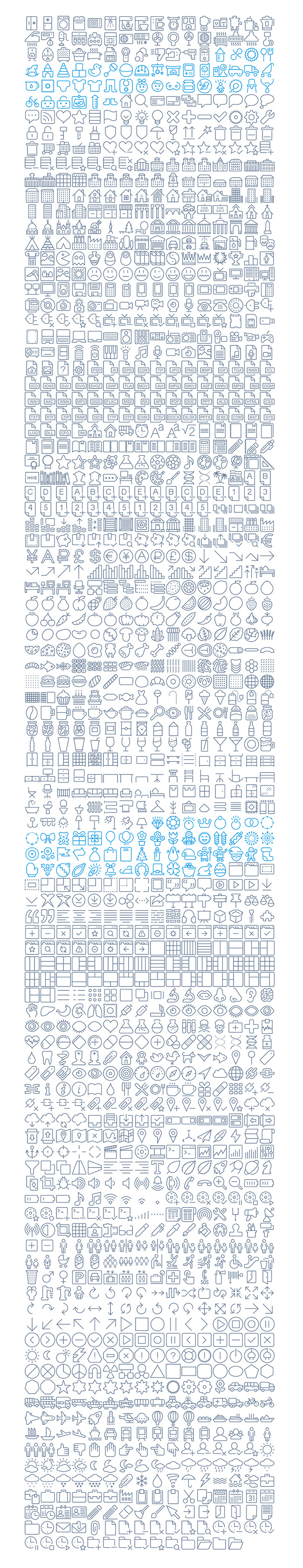 details of 1566 Thin Line Icons (Free Download Illustrations)